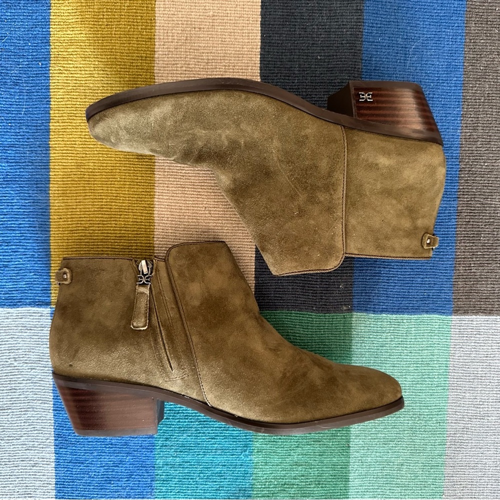 Sam Edelman olive suede booties
